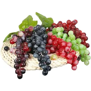 5 Bunches Artificial Grapes - Realistic Simulation Lifelike Rubber Grape Clusters for Decoration, Hanging Ornaments, Photography Props, Food Ornaments, Kitchen Centerpiece Decor