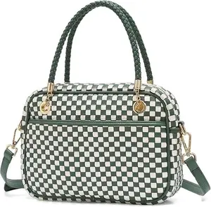 Woven Handbag - Stylish Top Handle Crossbody Bag for Women, Lightweight & Spacious, Perfect for Daily Use & Travel, Aesthetic Retro Vibe