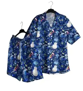 2026 Hawaiian Sets PKM Blue Anime Hawaiian Shirt - Summer Colorful Nature Party Beach Top - Snor, Woop, Grenin, Lucari, etc - Gifts for Anime Fans A perfect gift for all ages in your family this summer - ideal for a beach trip