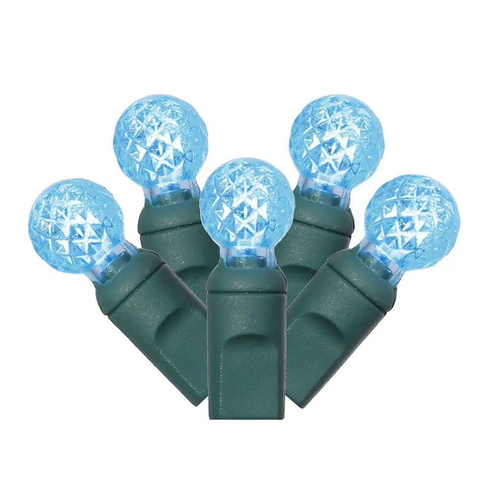 100 Turquoise G12 LED Lights on Green Wire, 34 ft. Christmas Light Set with 4 in. Spacing, Decoration, Ornaments