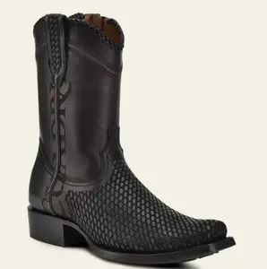 Cuadra Mens Urban Laser & Woven Low Shaft Boot - Black CU969