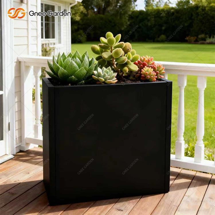 114 L Wholesale Black Galvanized Steel Planter Outdoor Flower Box Eco-Friendly Home & Garden Centers Bulk Supply
