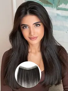 Forehead Fringe Bangs Human Hair Pieces, Biological Scalp PU Base Hairline Replacement Pieces for Women, Natural Color for Party, Daily Use, Hair Weave Extensions, Real Hair Extensions