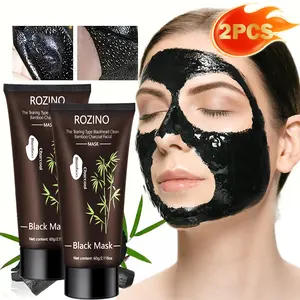 ROZINO 2Pack Bamboo Charcoal Black Mask 60ml Pore Control Skin Cleansing Purifying Peel Off Face Mask for Blackhead Removal