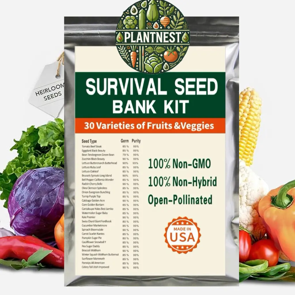 Set of 30 Premium Vegetable & Herb Seeds - 30 Deluxe Variety Premium Vegetable & Herb Garden 100% Non-GMO Heirloom