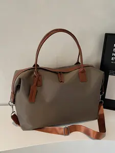 Large capacity tote bag, Travel tote, solid color tote bag, hardware zipper, casual and simple, suitable for students returning to school, business trips, fitness, men's tote, Handbag, Casual Commuter Bag