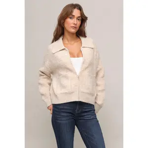 Cozy On Cue Zip Up Cardigan
