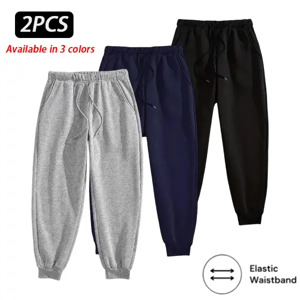 Men’s 1/2/3-Pack Basics Mid Waist Athleisure Jogger Pants - Polyester, Elastic Waist Drawstring, Side Pockets, Ribbed Cuff, Tapered Street Style Casual Lounge Bottoms (Black, Gray, Navy), Street Style Joggers, Ankle Length, Solid Colors, Casual Wear