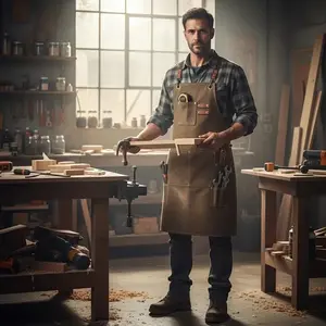 tool apron, men's heavy-duty waxed canvas apron, men's gift, adjustable cross straps - suitable for workshop mechanics, technicians, carpenters, blacksmiths, and gardeners