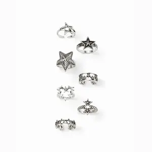 Cider 7 PCS ENGRAVED STAR RINGS SE