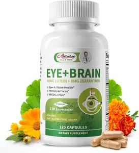Eye + Brain Supplements for Memory and Focus, Lutein 40mg, Zeaxanthin, Astaxanthin, 14 in 1 Eye Vitamins for Adults & Seniors 120 Capsules