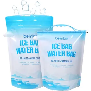6 Pack Reusable Ice Bags & Ice Packs for Cooler, Long Lasting Freezer Packs - Available in 5lb/10lb Ice Cube Bags with Sealed Sliding Handle or 7x7/10x10 Inch Ice Packs for Lunch Box Camping Fishing