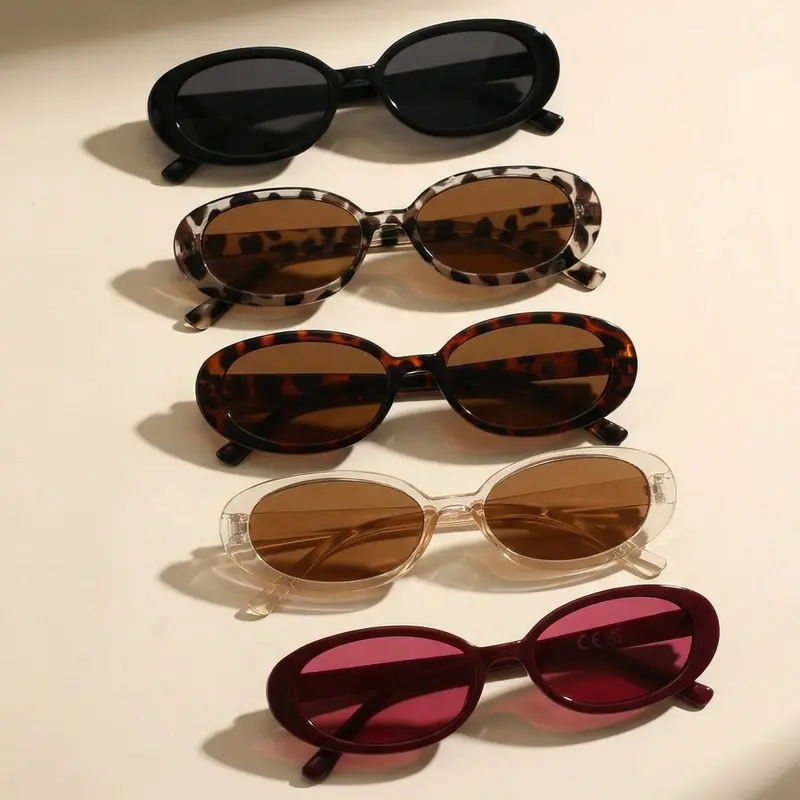 5 Pairs PC-Frame Retro Classic Sunglasses Set, American Retro Style Shades, Vintage Fashion Sunglasses, Trendy Vintage Summer Sunglasses for Vacation, Music Festivals, Travel Photography and Daily Commute, Trendy Casual Sunglasses