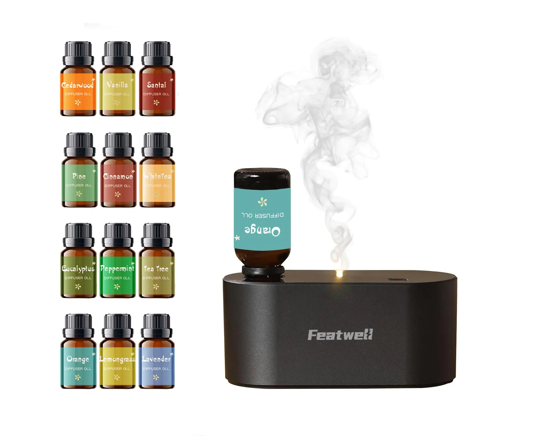 Waterless Fragrance Oil Diffuser Gift Set - Portable Aromatherapy Atomising Diffuser with 3 Mist Modes, Cycle Star for Bedroom, Home, Office