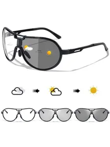 Photochromic Cycling Sunglasses, Biking Sunglasses, Metal Sport Glasses, Windproof Unisex Eyewear for Active Outdoor Activities, Running, Hiking, Driving, Golfing, Bike Accessories