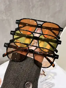 Women's Classic Dual-Bridge, Trendy Casual Sunglasses, Multicolor, Perfect for Daily Life, Beach Parties, Music Festivals, 1-3 Pairs