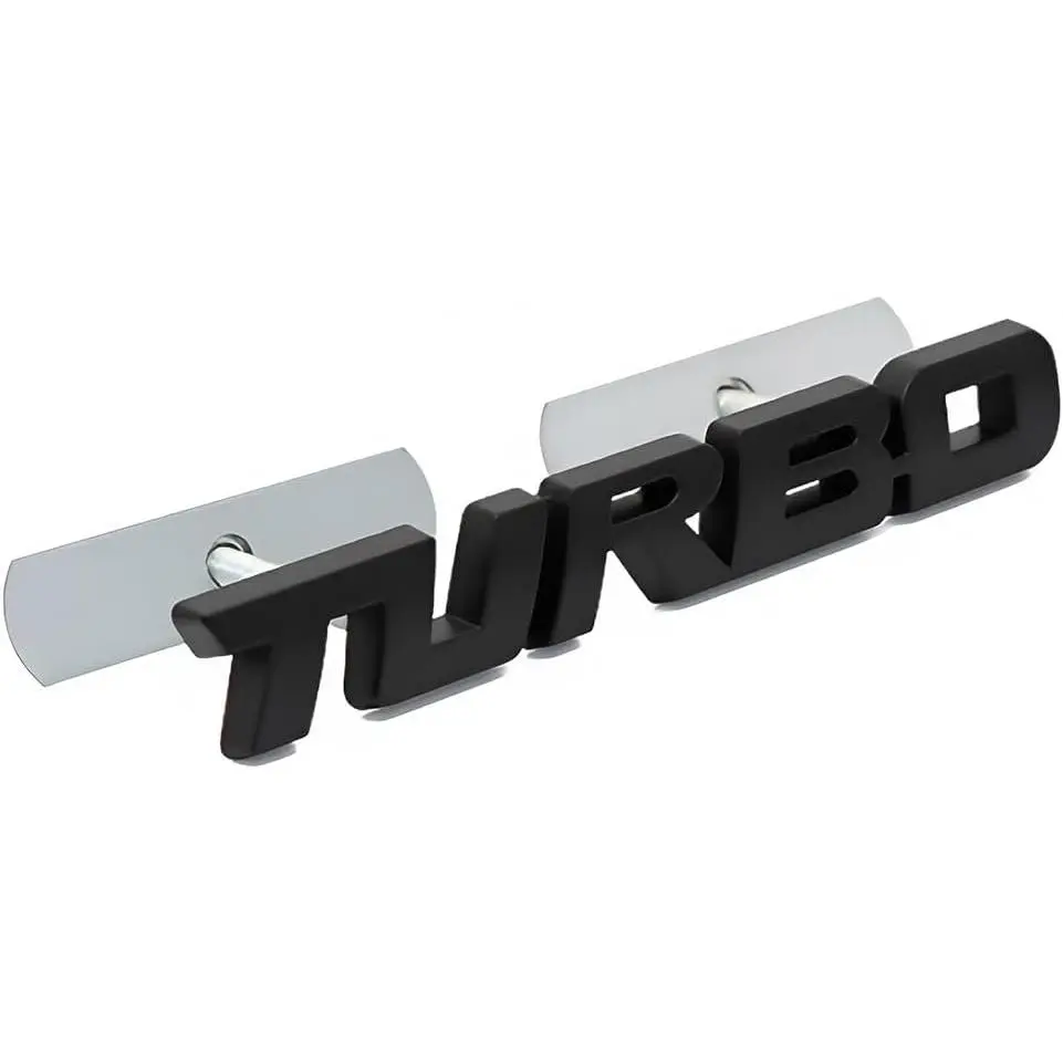 1X Metal Turbo Grille Front Emblem 3D Badge Sticker Replacement for Universal Cars (Matte Black)