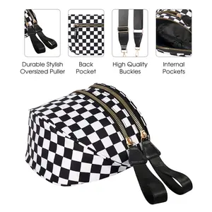 Women's Checkered Crossbody Bag, Nylon Waist Bag Wallet with Adjustable Shoulder Strap, Trendy Versatile Design for Casual Outings, Travel, Crossbody Bags For Women