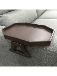 Sofa Arm Clip Table, Armrest Tray Table, Drinks/Remote Control/Snacks Holder - (Platic, Brown)