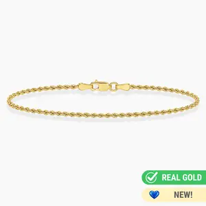 14K YELLOW GOLD ROPE BRACELET -2MM -EXPANDED SIZE RANGE