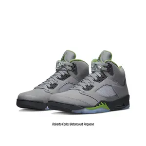 Gray Reflective Material High-Top Retro Basketball Shoes with Bright Green Accents and Icy Blue Translucent Outsole