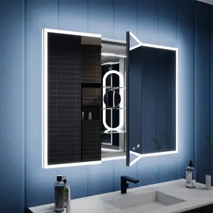 Illusion 48" x 32" LED Lighted Medicine Cabinet with Outlet, Front and Back Light