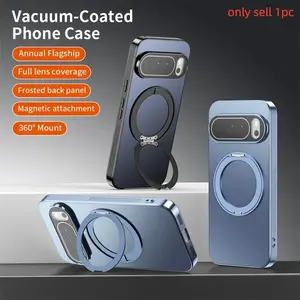 Luxury Rotating Magnet Ring Magnetic Stand Phone Case For Google Pixel9 10 Pro XL 9A 8 8A Solid Color Plating PC Protector Cover