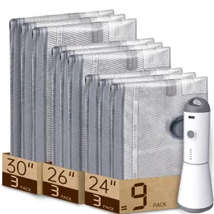 【TikTokShopSpringGlowUp】VACBIRD upgrade Cordless Travel Vacuum Bag Set Vacuum Bags with Rechargeable air Pump, 15 Pack  Size Compression Packing Bags , Space Saver for Clothes and Clothing Travel Zipper Pouches  Organiser sturdy storage hand organizer