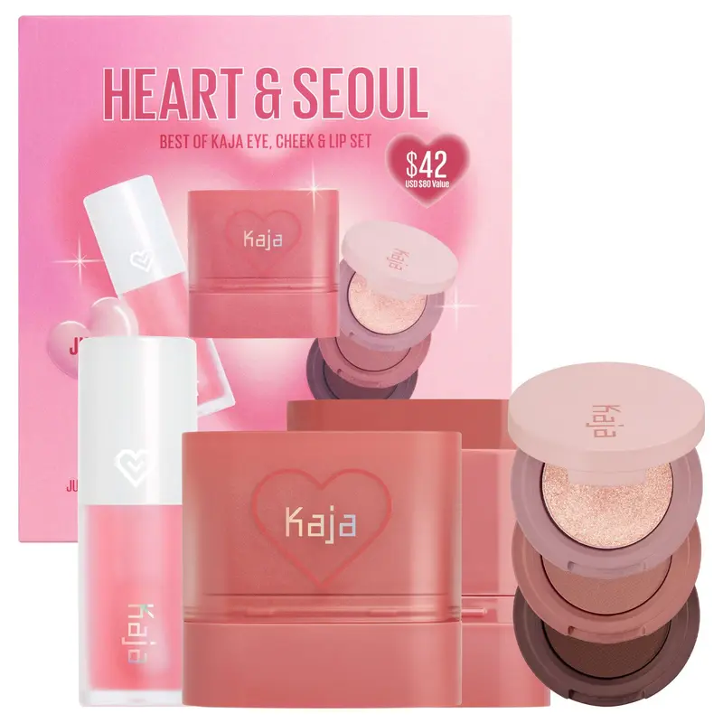 Kaja Korean Heart & Seoul Best of Kaja Set l  Beauty Bento & Dewy Bar & Juicy Glass l Lip Oil Hydrating & Plumping - Cheek & Lip Multi-Balm  Eyeshadow Makeup K-Beauty Glossy Long-Lasting