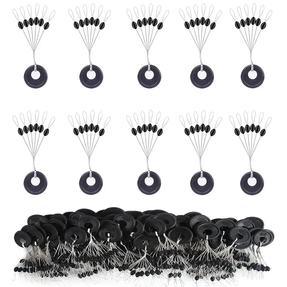 100 Sets Fishing Bobber Stops, Rubber Line Stopper Beads for Slip Bobber Rigs, Float and Sinker Fishing Tackle