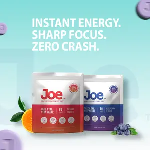 Joe Energy – Instant Pocket-Sized Energy with Sublingual Caffeine, L-Theanine & Brain-Boosting Nootropics Candy