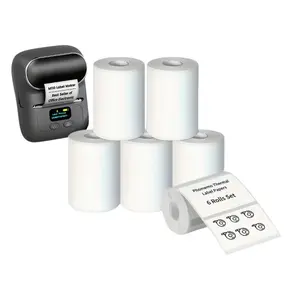 Thermal Label Paper, 6 Rolls Thermal Adhesive Label Paper, Suitable for Barcode/Address/Shipping Fee/Sign/Commercial/Home Labels