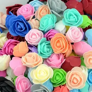 60pcs Mini Artificial Rose Foam Heads, DIY Crafts Wedding Party Valentine's Day Home Decor, 3.5cm Fake Roses for Decoration