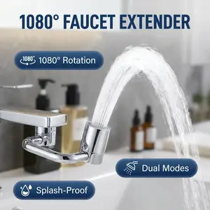 1080° Swivel Faucet Aerator Extender, 2 Modes Anti-Splash Universal Adapter for Kitchen Bathroom Washbasin Sink 1PC，Rotatable Faucet Extender, Universal Splash Filter Faucet, Water Diverter For Bathroom Sink