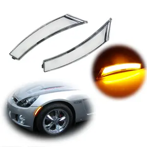 2pcs Clear Lens Amber LED Front Side marker lamps Lights For 2006 2007 2008 2009 2010 Pontiac Solstice & Sky