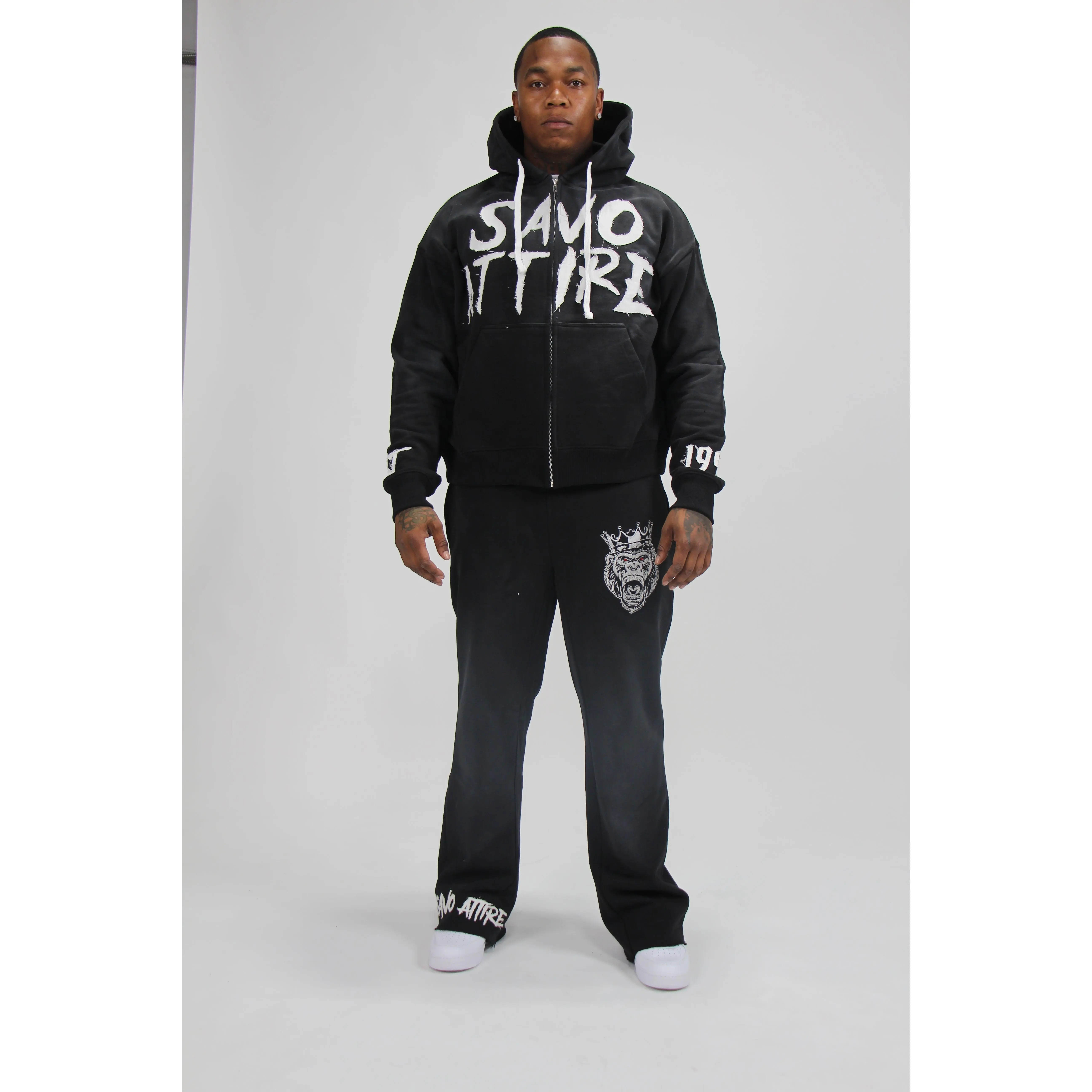 Black Stone Washed Sweatsuit