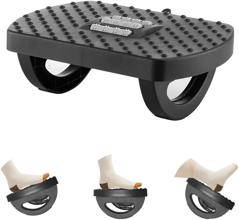 Under Desk Footrest, Foot Rest for Under Desk at Work,  Foot Stool for Office Desks, Small Rocking Footrest with Massage Roller&Portable Handle,  Rest  for