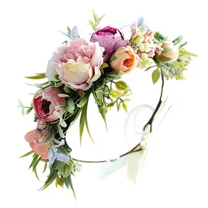 Boho Flower Crown Headband, Artificial Flower Hair Accessory, Perfect for Beach Vacation Parties, Ordinary Hairstyles, Party Headwear