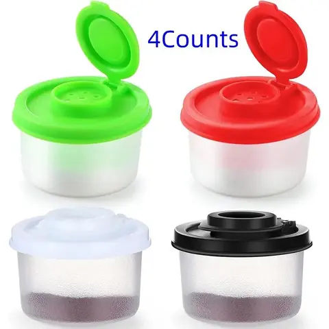 Salt Pepper Shakers, 4 Counts/set Mini Clear Seasoning Bottle with Lid, Portable Seasoning Container Spices Containers for Home Kitchen Outdoor Camping Barbecue,  Cooking Utensils, Kitchen Gadgets, Kitchenware