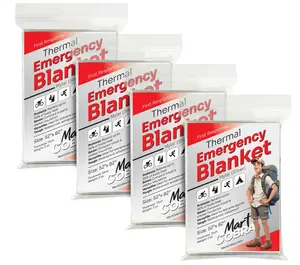 Emergency Blankets for Survival Blanket x4, Mylar Blankets, Space Blanket Thermal Blanket Emergency Supplies Car Emergency Thermal Blankets Survival for Bug Out Gear Camping Foil Blanket Solar Blanket