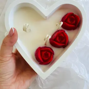 Heart Candle in Eco Ceramic Resin Vessel