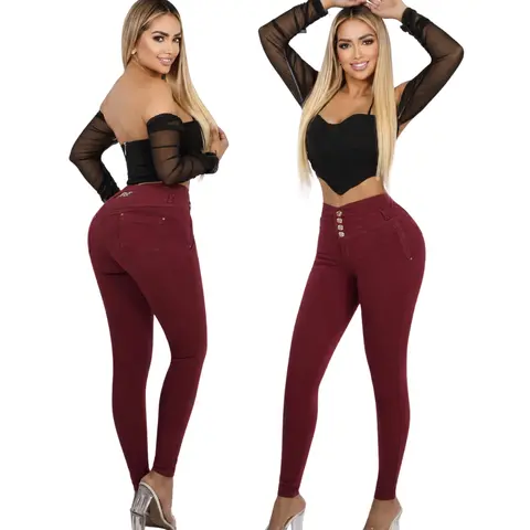 LIANA JEANSWEAR Women's Colombian Levantacola Push-Up High Rise Skinny Bottoms - Tummy Control, Wide Waist, Front Rips, Slim Streetwear Style Casual Fitted Jeans