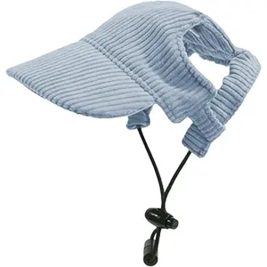 Adjustable Dog Baseball Cap Summer Beach Visor Hat with Ear Holes for Dog Cat Puppy Sunbonnet Headdress Blue X-Large