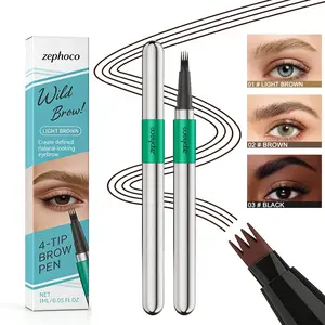 4-Tip Microblade Eyebrow Pen, Waterproof Hair-Like Brow Pencil for Natural Feathered Brows, Long-Lasting Smudge-Resistant Makeup for Daily Use