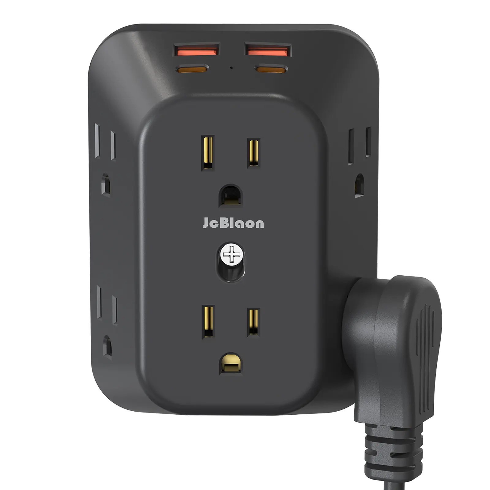 Smart Rectangle Wall Outlet Extender - 3-Side Surge Protector Power Strip with 6 AC Outlets, 4 USB Ports (2 USB-C), Universal Socket for Office, Bedroom Essentials