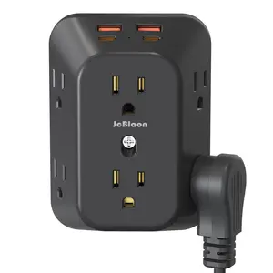Surge Protector Power Strip - 6 AC Outlets, 4 USB Ports Socket (2 USB-C), 3-Side Wall Outlet Extender for Office, Dorm Room Essentials