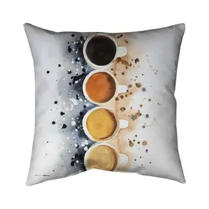 212 MAIN 18x18 in. Indoor/Outdoor Throw Pillow - Soft Padded Cushion, UV Resistant, Spun Polyester, Weather Protected, Artistic Coffee Print & Paint Splash for Patio/Kitchen Home Decor 5542-1818-GA99 (Outdoor Cushions)