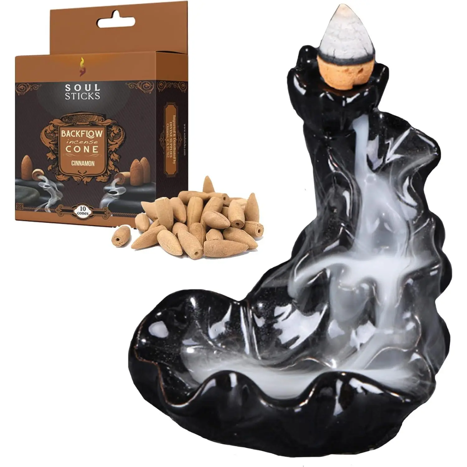Fountain Backflow Burner with Cinnamon Backflow Cones Set