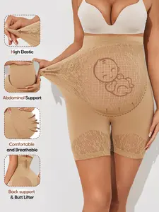 Maternity Belly Support Shorts – Seamless High Waist Pregnancy Shapewear Mid-Thigh Underwear with Anti-Chafing Design, Easy Care, Prenatal Maternity Clothing
