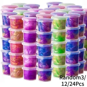 3/12/24pcs Starry Sky Crystal Slime, Slime Kit, Colorful Bubble Gum Stress Relief Toy, Party Favors, Random Colors, New Novelty Toys